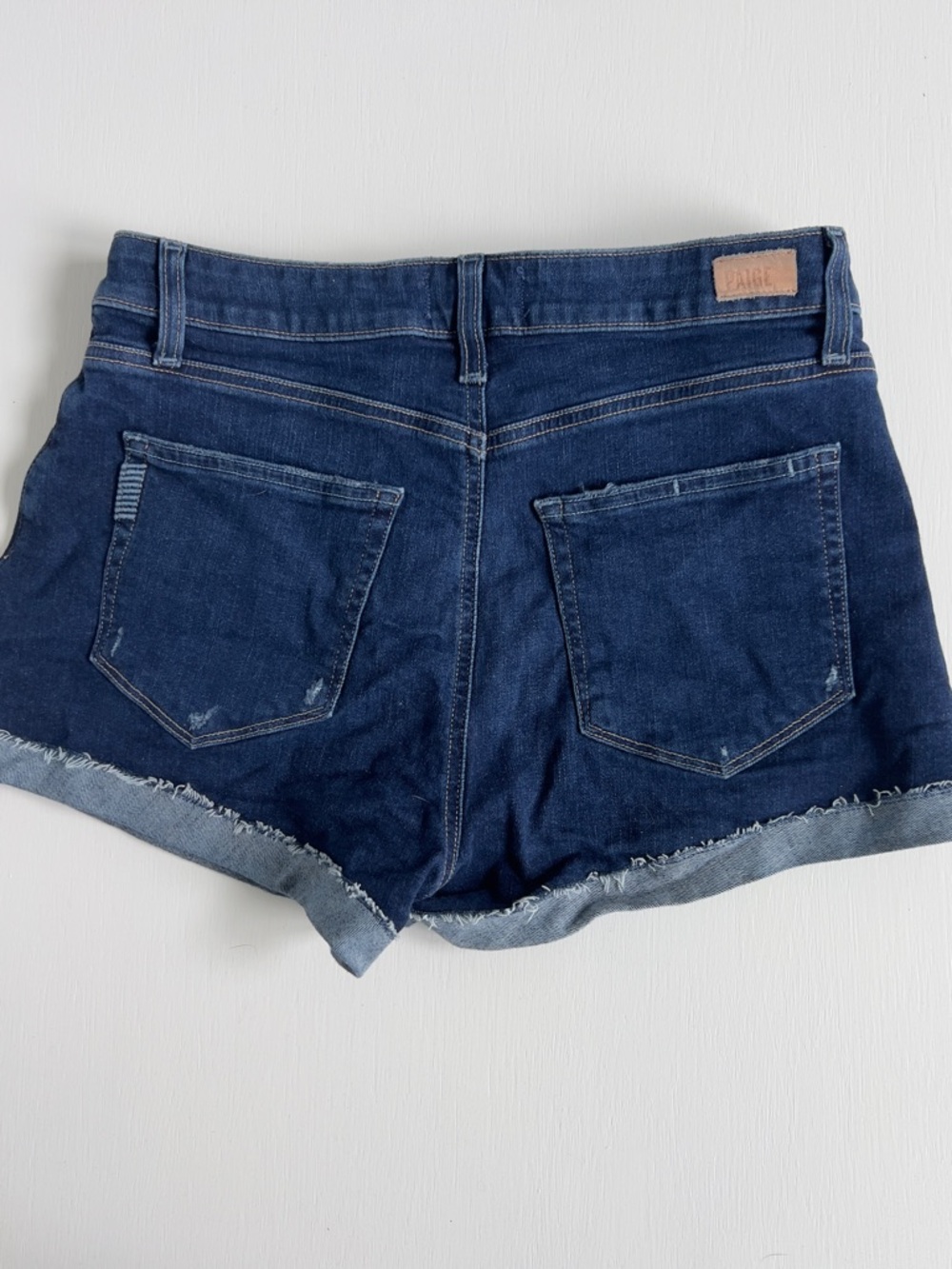 Paige women’s Dark Blue Denim Roll-Cuff Shorts - Picture 4 of 6